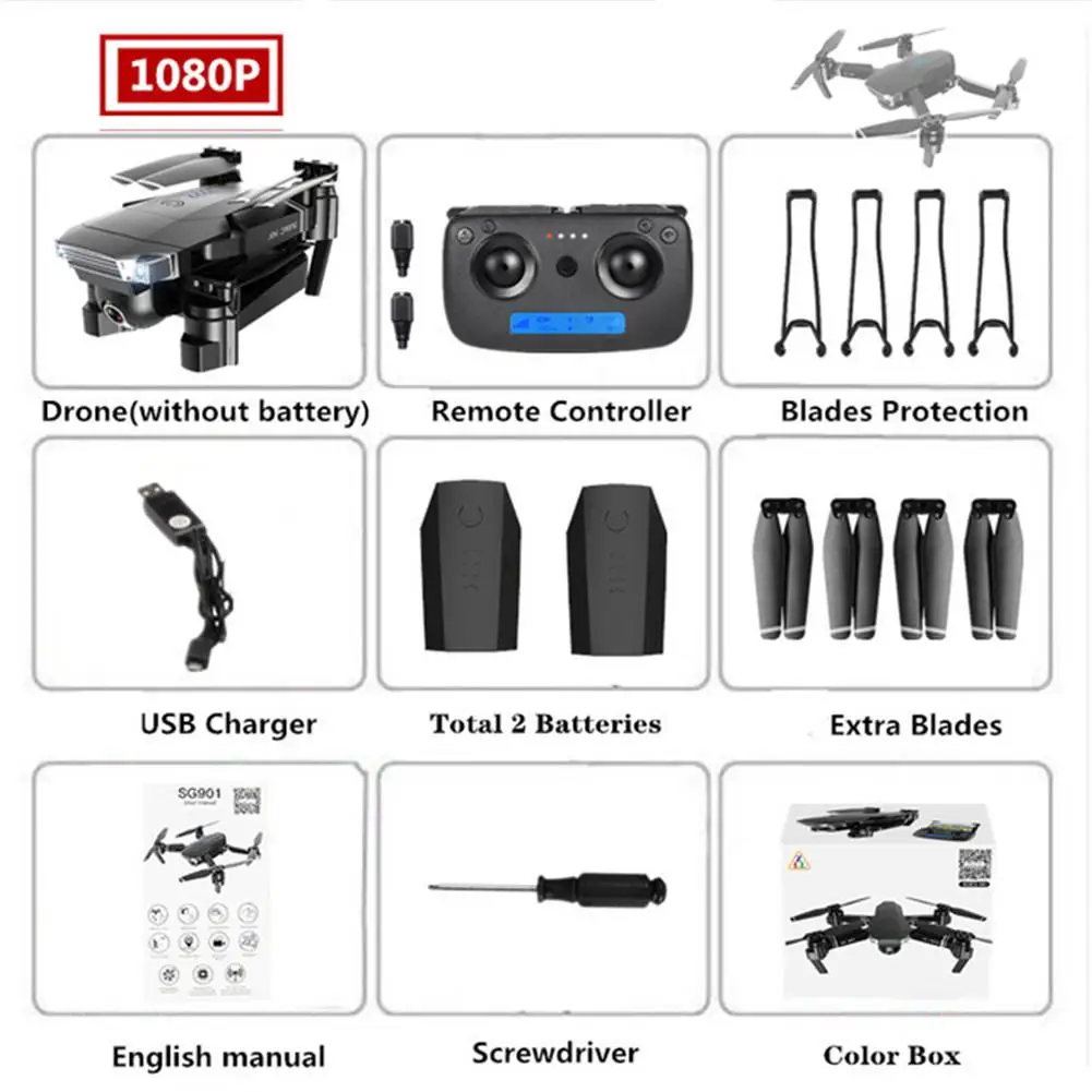 LeadingStar SG901 1080P 2,4G WiFi складной RC Квадрокоптер с регулируемой широкоугольной камерой оптическое позиционирование потока RTF