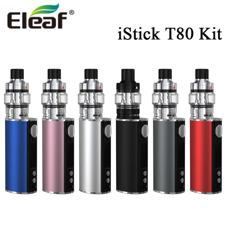 Оригинальный Eleaf iStick T80 Комплект 80 Вт коробка мод с MELO 4 D25 бак/Pesso бак 5 мл fit 0.15ohm EC-M/0.3ohm EF катушки iStick vapor