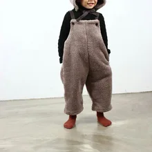 Утепленный комбинезон для мальчиков и девочек, зимние детские длинные штаны, От 1 до 6 лет