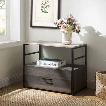 

Home Office Lateral File Cabinet With Drawer Top Open Shelf Multifunction File Cabinet For Office Surface Antique Standing Style