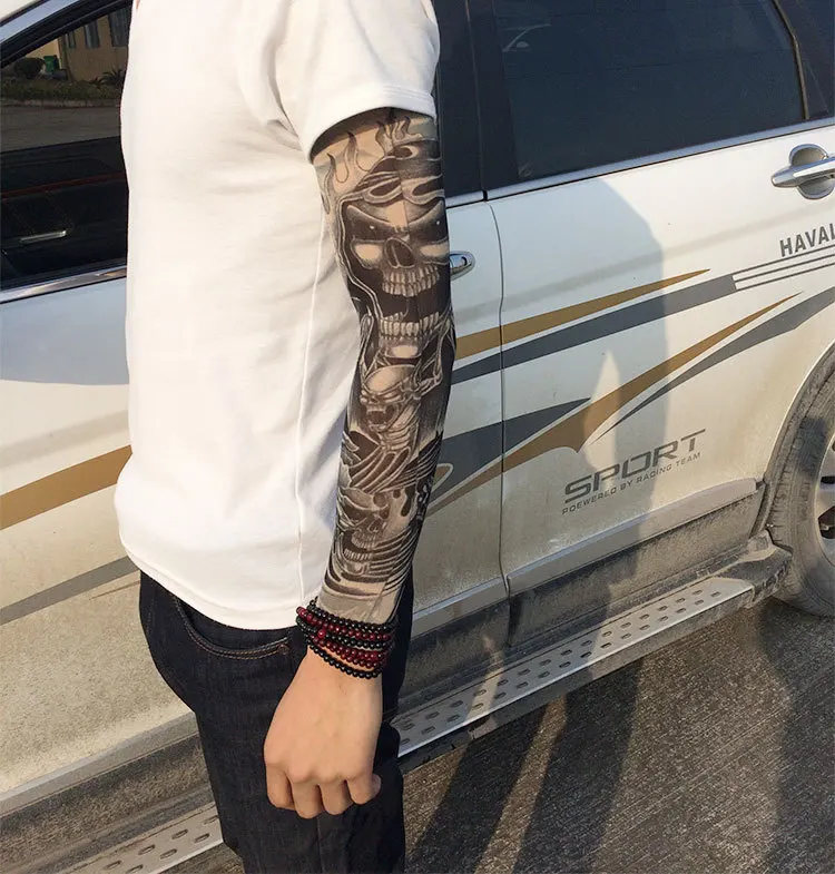 1PCS Outdoor Cycling 3D Tattoo Printed Arm Sleeves Sun Protection Bike Basketball Compression Arm Warmers Ridding Cuff Sleeves