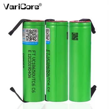 

VariCore VTC6 3.7V 3000mAh rechargeable Li-ion battery 18650 for Sony US18650VTC6 30A continuous discharge+DIY nickel piece