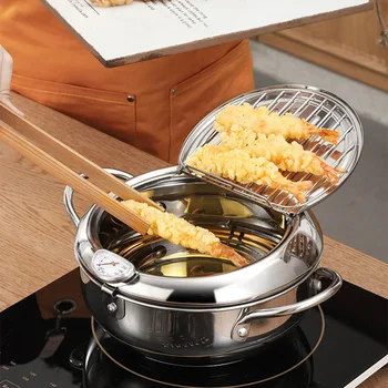 

Stainless Steel Kitchen Oil Cylinder Tempura Temperature Control Electric Fried Chicken Deep Fryer Multifunctional Cooking Tool