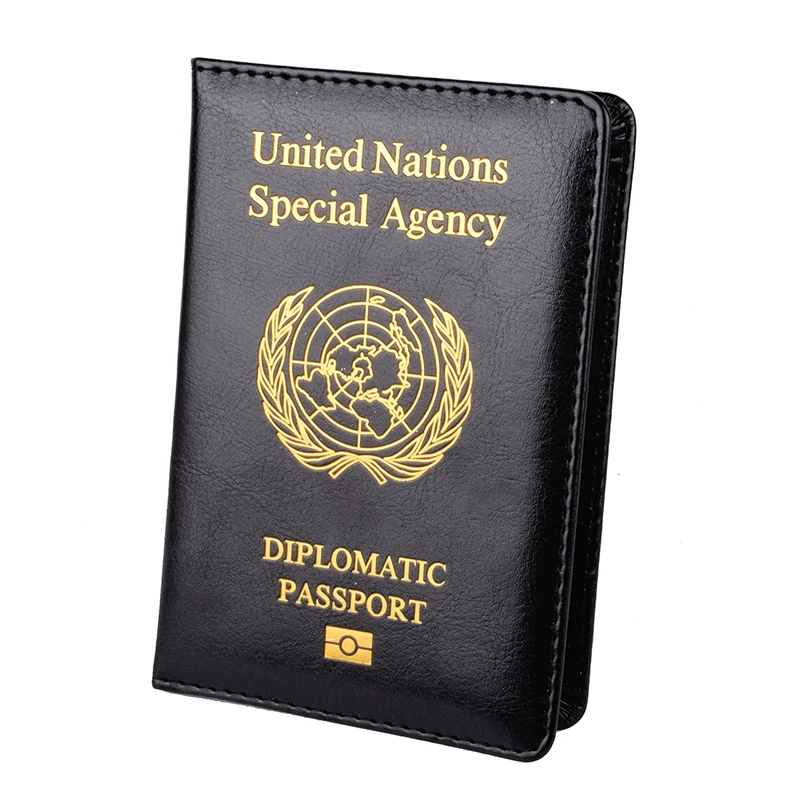LeatherUnitedNationsDiplomaticPassportCoverTravelDocumentProtectiveCaseIDCardHolder