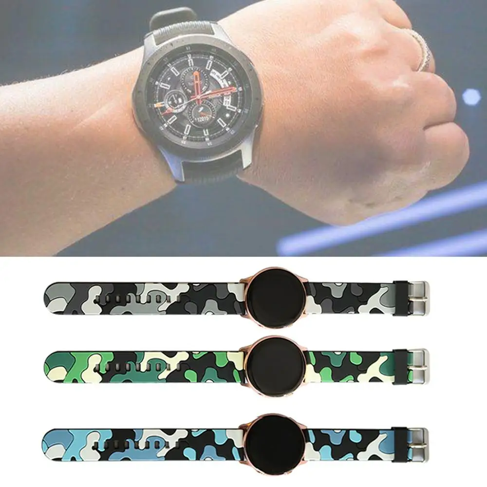 

20/22mm Camo Printing Watch Band Silicone Sport Wrist Strap for Samsung-Galaxy Watch 42mm/46mm Gear S2 S3 Bracelet