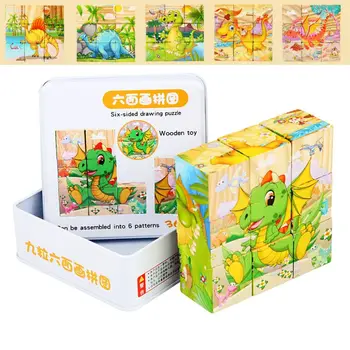 

Six-sided Drawing Puzzle Wooden Toy Stereoscopic Building Block Children Early Education Game Toy Kids Christmas Gift
