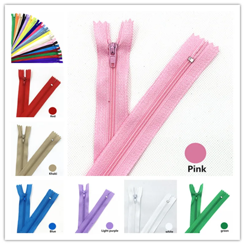 

10pcs 16inch(40Cm) Nylon Coil Zippers for Tailor Sewing Crafts Nylon Zippers Bulk 20 Colors