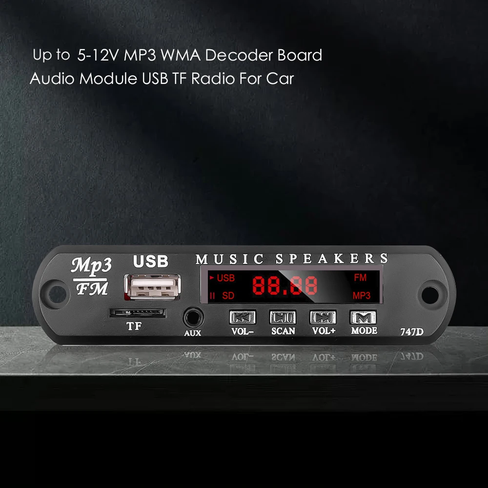 Kebidu 5 в 12 В MP3 модуль декодер плата USB AUX 3 мм WMA FM TF радио аудио с дистанционным