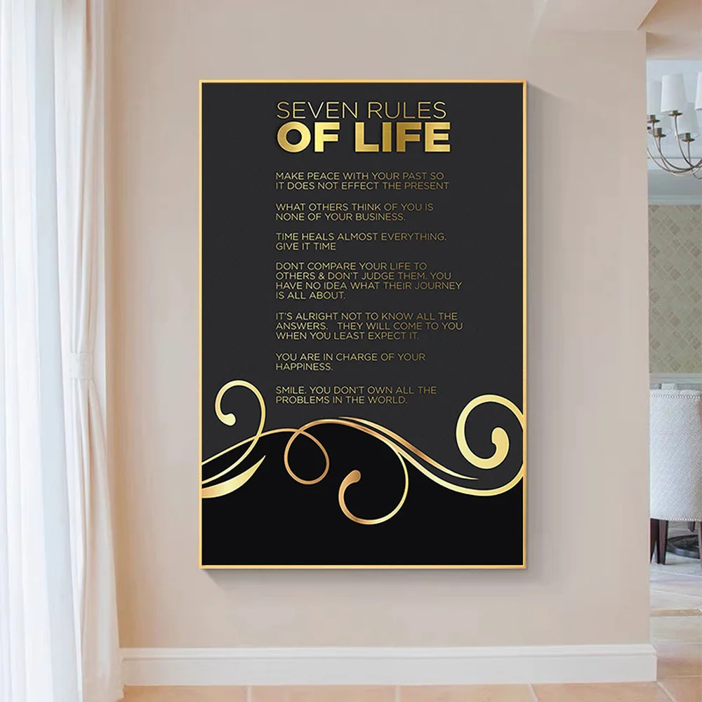 

SP001 Silk Cloth Wall Poster 7 Rules Of Life Beautiful Motivational Art Home Decoration Gift