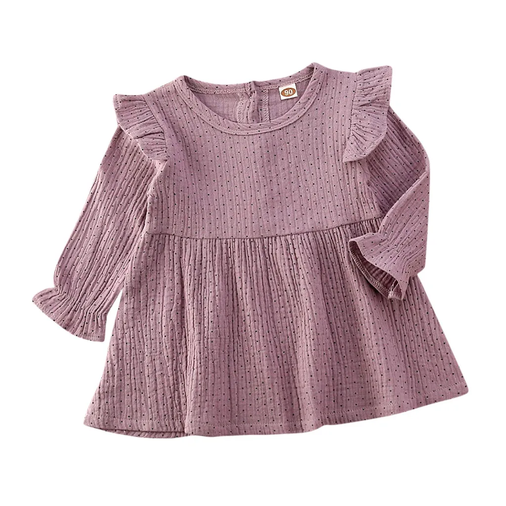 TELOTUNY Girl Princess Dress Child Sweet Casual Pure Color Splicing Button Tight Cuffs Baby Clothes Dress421 | Детская одежда и