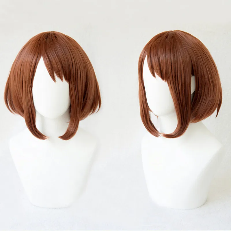 My Hero Academy Boku no Hiro Akademia Uraraka Ochako короткий коричневый Bobo термостойкий косплей костюм парик+ шапка
