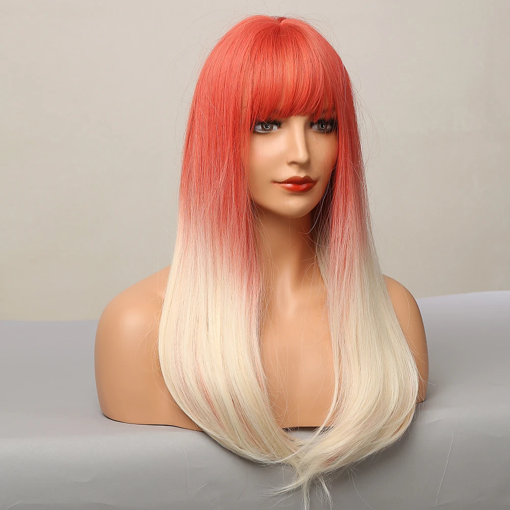 red and blonde wig