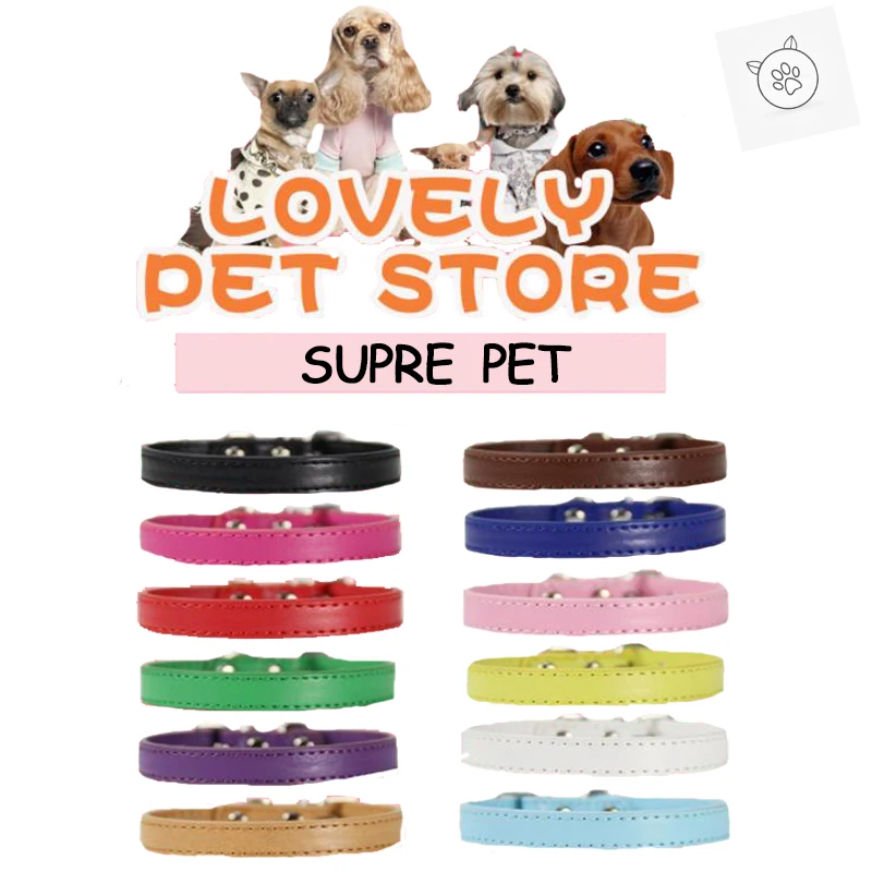 SUPREPET ошейники для кошек из искусственной кожи Красочные Мягкие кошачий собачий ошейник для маленьких кошек средних кошек щенков Регулируемый ошейник кожаный ремешок