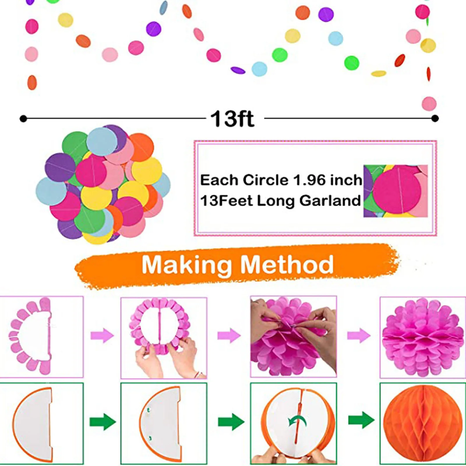 

Behogar Birthday Hanging Paper Fans Swirl Pompoms Flowers Banner Honeycomb Balls Decor for Kids Adults Birthday Party Supplies