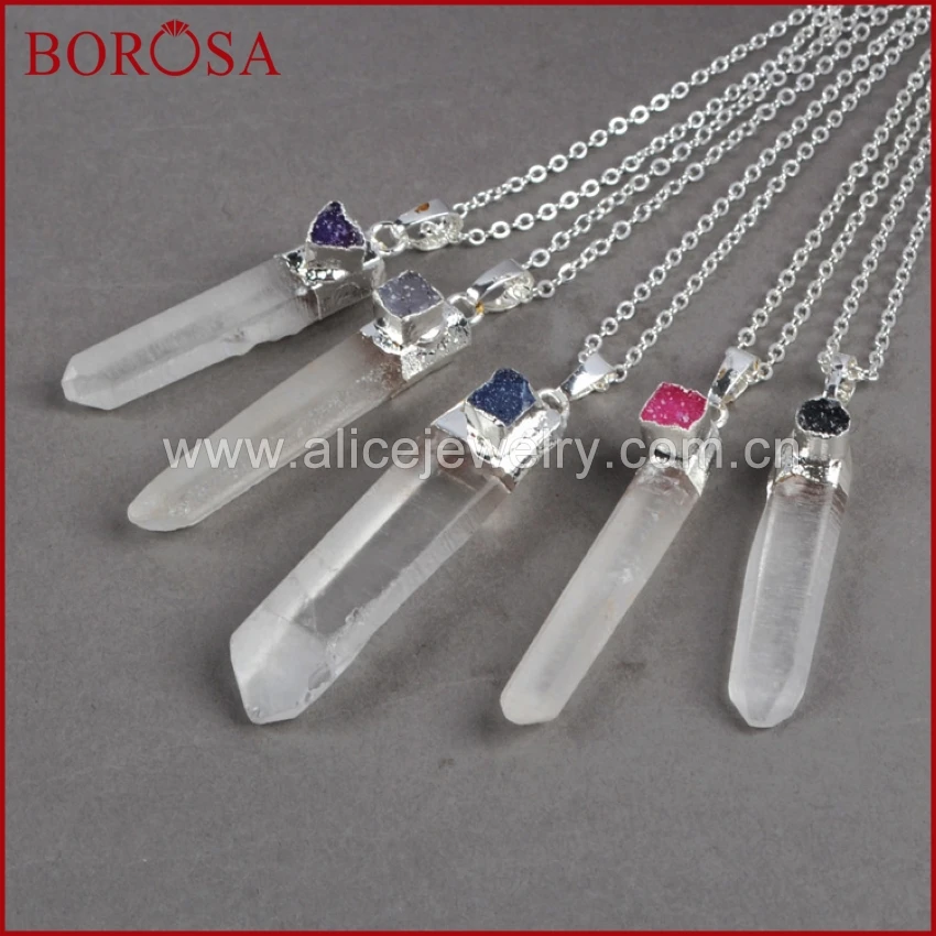 BOROSA Кристалл Кулон Druzy кварц кристалл кулон для женщин натуральная подвеска агат