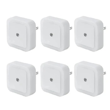 

LED Plug-in Wall Night Light with Smart Auto ON/Off,for Bedroom,Hallway, Stairways,or Any Dark Room.White,6 Pack,US Plug