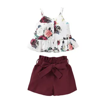 

Infant Kids Baby Girl Clothes Sets 1-4Y Summer Casual Floral Tops+Skirts Outfits Clothing Set