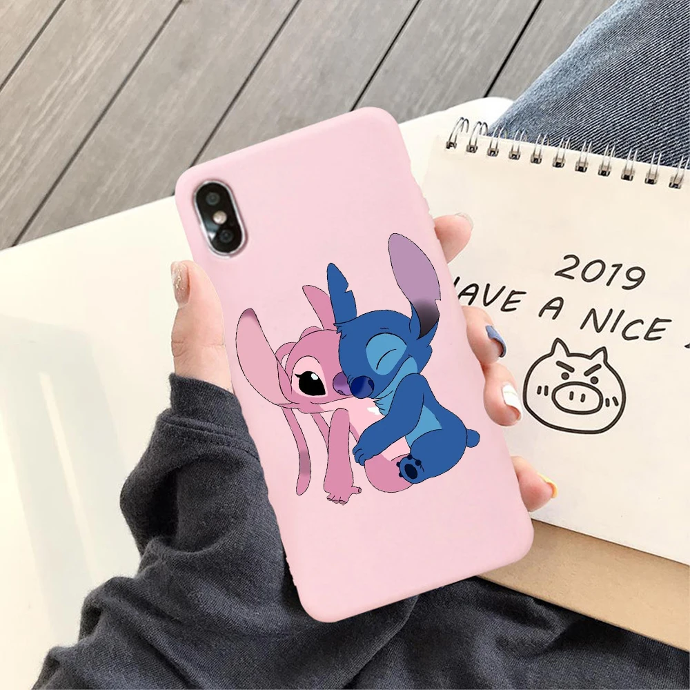 Модный мягкий чехол из ТПУ с милым рисунком стежка для iPhone X XS 7 8 Plus 6 6S Plus XR XS MAX матовый розовый силиконовый чехол