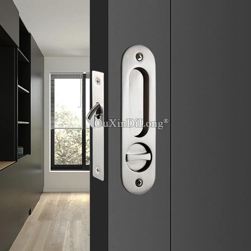 

Durable 1Piece Recessed Hidden Sliding Door Lock Mortise Pocket Door Hook Lock Set + 3 Keys