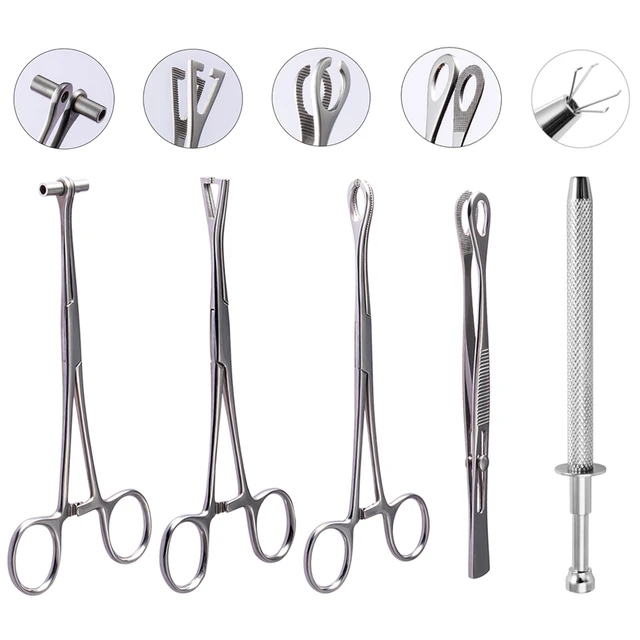 Piercing Clamp Tool Surgical Steel Body Piercing Pliers Dermal Anchor  Hemostat Forceps Punchers Setpum Ear Belly Lip Tool Kit - AliExpress