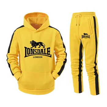 

LONSDALE Men Hoodies Fashion 2020 Autumn Brand Casual Tracksuit Mens Set Sports Two Piece Patchwork Hoodie Pant Male Suit