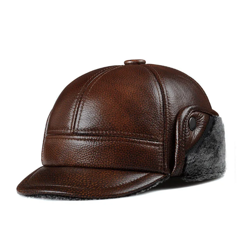 HL104 мужские шапки из натуральной кожи, бейсболка, кепка CBD, высокое качество, мужские шапки из натуральной кожи для взрослых, одноцветные регулируемые шапки, кепки - Цвет: brown
