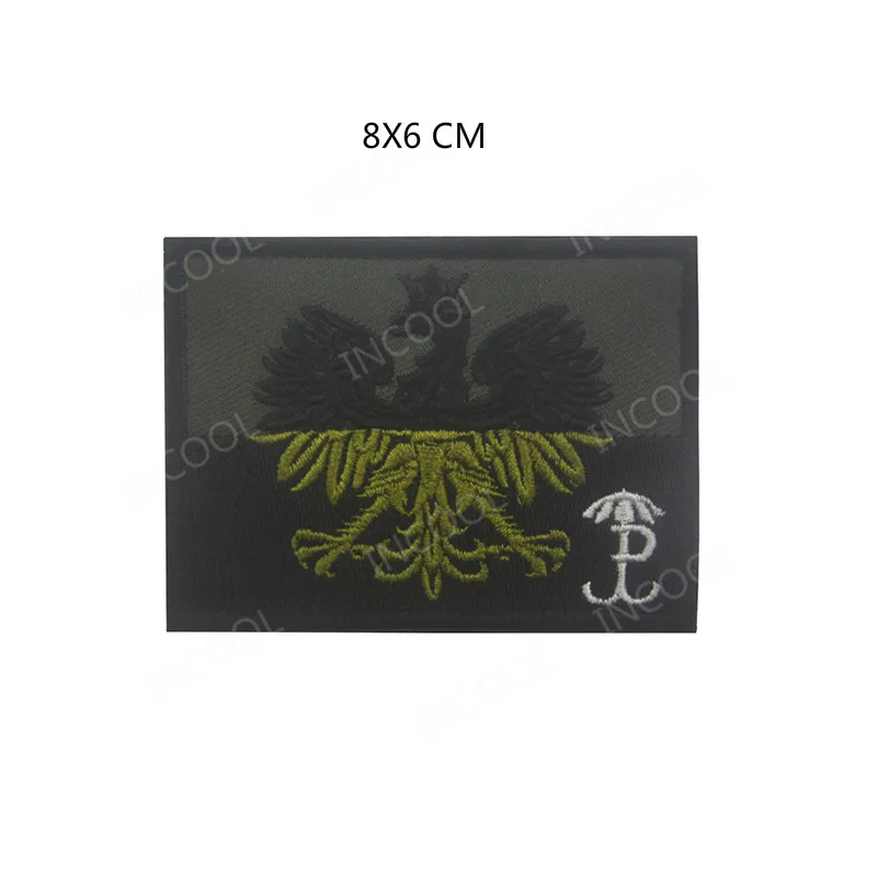 9 Green Black Вышитые нашивки с польским флагом, армейский военный боевой дух, нашивки, тактическая аппликация эмблем, вышивальные значки с черепом, флаги - Цвет: 9 Green Black