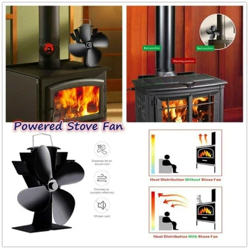 

4 Blades Heat Powered Wood Stove Fan For Log Wood Burner/Fireplace Eco Fan 1x