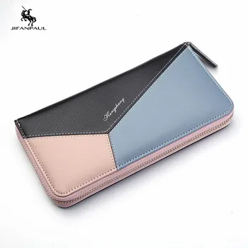 

JIFANPAUL Ladies wallet long European and American fashion zipper bag multifunctional clutch bag wild stitching wallet tide new