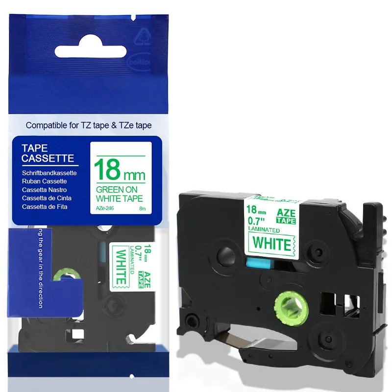 Fimax совместимый с Brother P-touch принтер этикеток TZe-241 TZ-241 18 мм* 8 m черным по белому Tze241 для Brother P-touch принтеры этикеток - Цвет: Green on White
