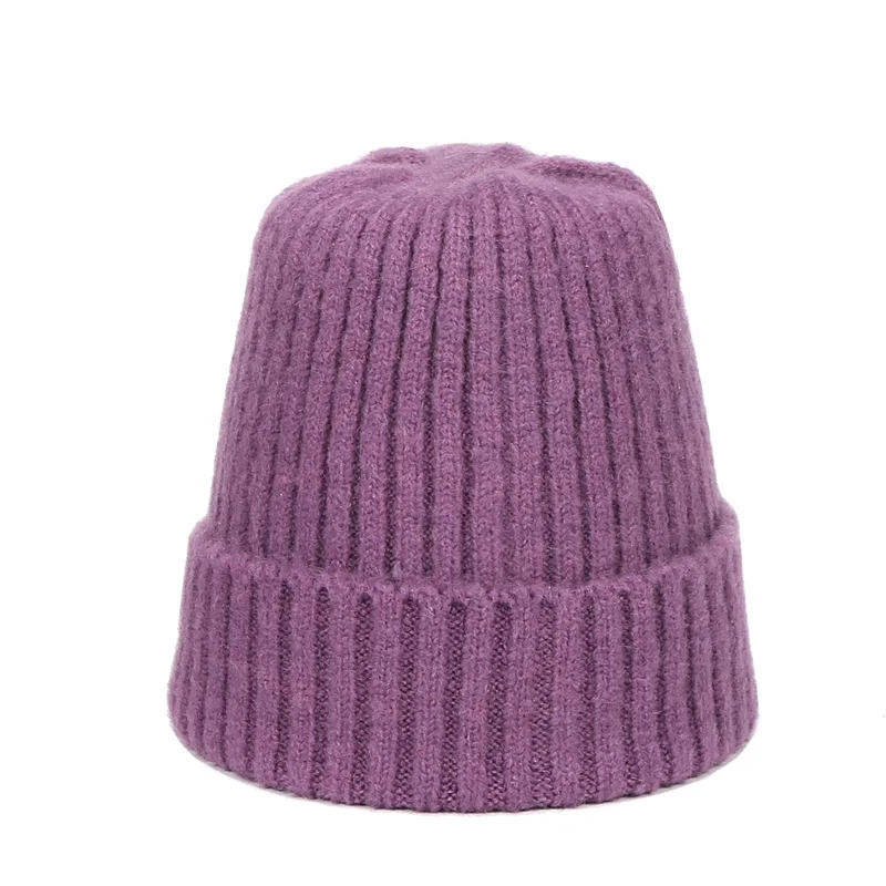 Kids Winter Solid Color Wool Knit Beanie Children Fashion Casual Hat Warm Boy Girl Soft Thicken Hedging Cap Slouchy Bonnet Ski - Цвет: J