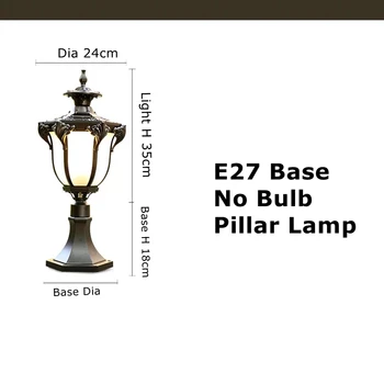 

Outdoor Pillar Lamp E27 base No Bulb Retro European Style Garden Lamp for Balcony of Corridor
