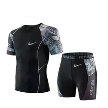 Быстросохнущие мужские спортивные костюмы для бега, спортивный костюм, набор для пробежки, тренировочные костюмы, Джерси, летняя спортивная одежда для фитнеса, комплекты одежды для спортзала