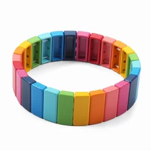 Радужный Тила плитка браслет эмаль бисером стрейч блок укладки браслет в виде сот руку конфеты ювелирные изделия подарок для девушки женщины