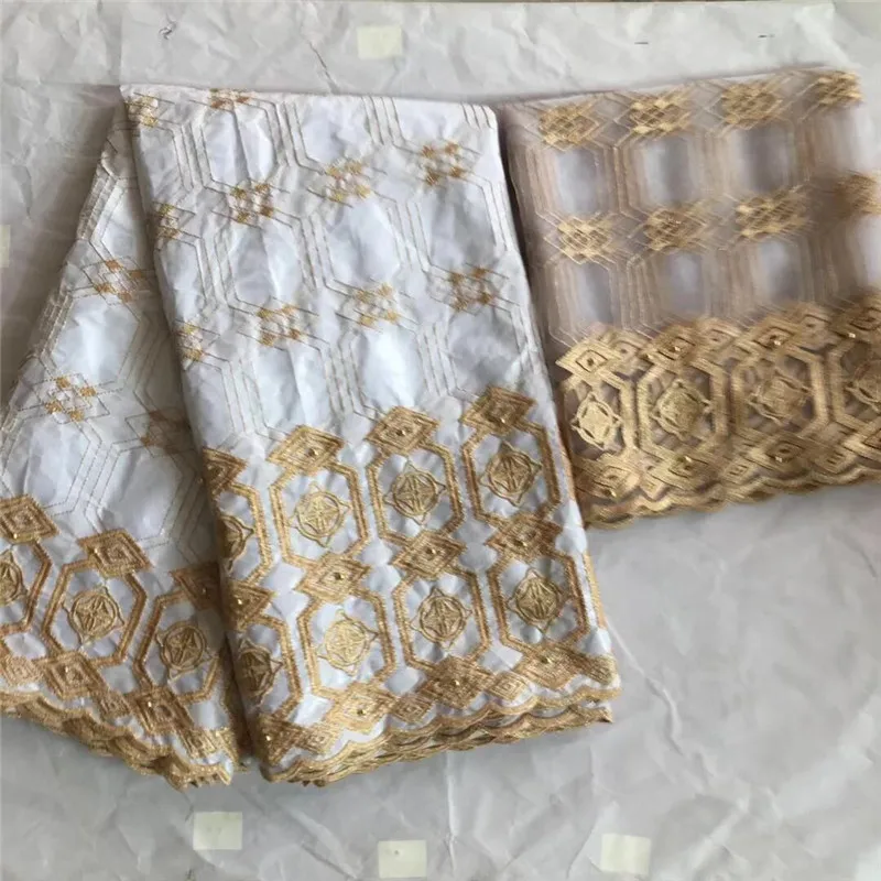 Новое поступление африканская Базен riche ткань с бисером шнур кружевная ткань морская парча ткань для свадьбы KY101403