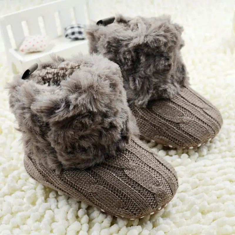 

Fleece Boots Toddler Girl Boy Wool Snow Crib Shoes Winter Warm Booties First Walkers Infants Crochet Knit Non-slip Footwear