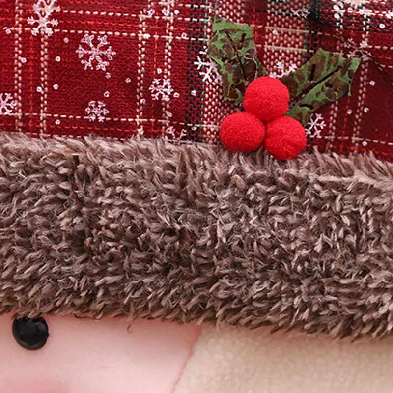 Christmas Style Cute Chair Cover Christmas Square Snowflake Plaid Chair Cover Santa Claus Red Hat Decoration Chair Cover