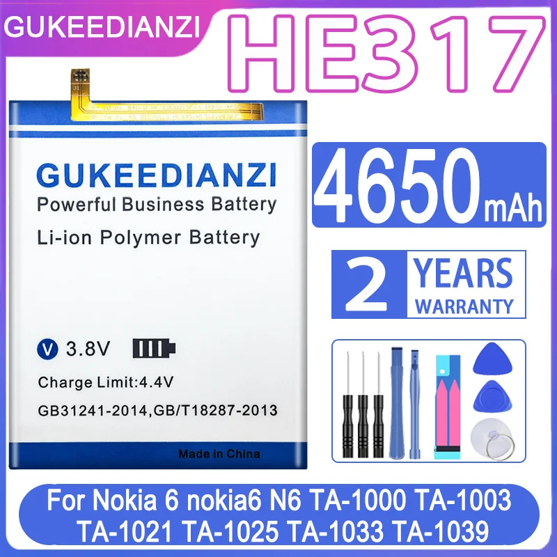 HE317 4650 мАч для Nokia 6 Nokia6 аккумулятор N6 TA-1039 TA-1000 TA-1003 TA-1021 TA-1025 TA-1033 TA-батареи большой