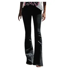 Стильные женские широкие джинсы обтягивающие узкие брюки клеш осенние брюки офисные женские длинные брюки с высокой талией дикие сексуальные джинсовые брюки