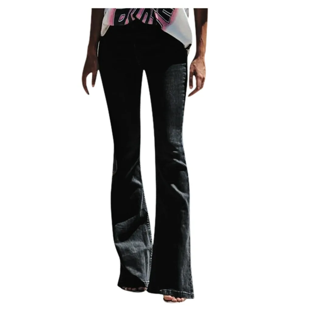 

Stylish Women Wide Leg Jeans Skinny Slim Flare Pants Autumn Bottoms Office Lady High Waist Long Trousers Wild Sexy Denim Pant