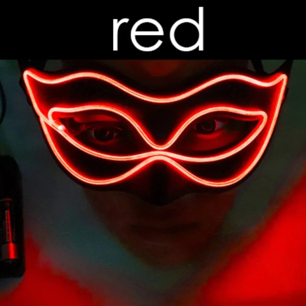 New LED Light-up Glowing Mask Halloween Half Face Mask Festival Cosplay Props Personalized Decor Light Up Mask Party Wedding Hot