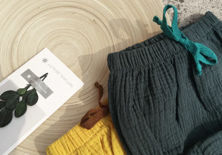 Minkymom/детская одежда из Южной Кореи; хлопковые двухслойные газовые брюки для маленьких мальчиков и девочек; треугольные брюки