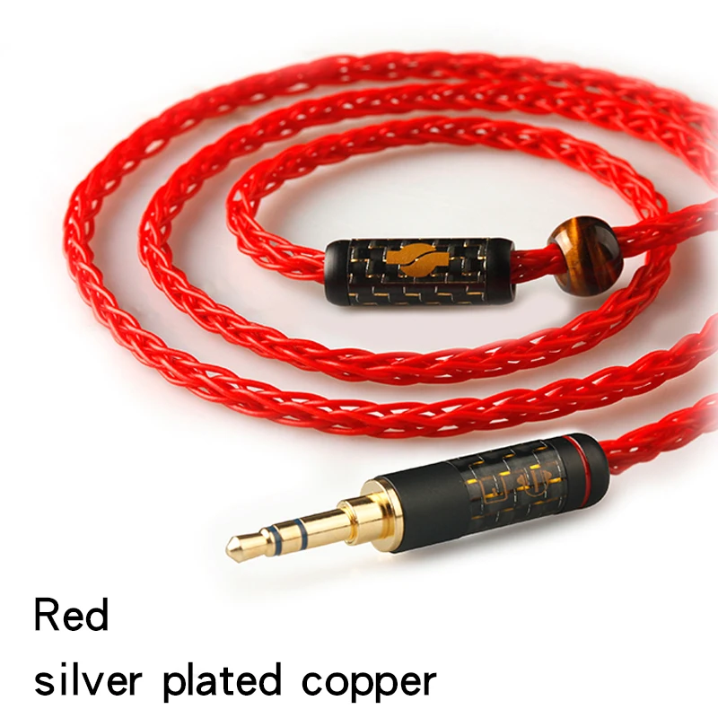 Red XiaoFan A9MK2 8 сердечник медное покрытие серебро 3,5/2,5/4,4 сбалансированный кабель 0,78 0,75 2pin/mmcx разъем Hifi Обновление кабель для Shure - Цвет: Red
