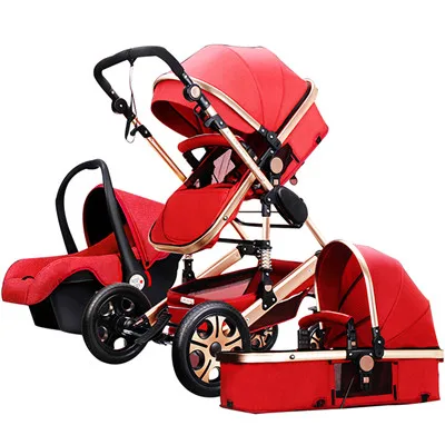 Детская коляска, новинка, JTBS, высокий пейзаж, на колесиках, можно сидеть, можно лежать, роскошные коляски, зонтик, автомобиль - Цвет: Red