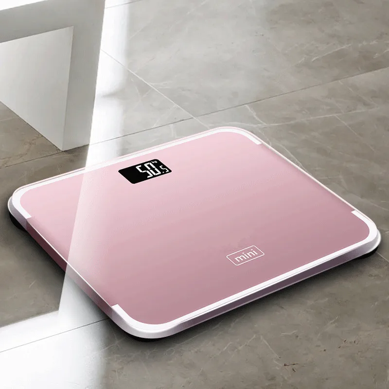 Умные цифровые весы для ванной комнаты, шкала жира, светодиодный, калорий, мышечные весы для взвешивания в ванной комнате, 0,5-180 кг - Цвет: Розовый