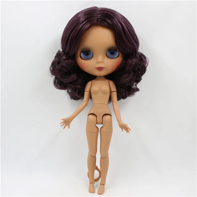ICY factory шарнирная кукла blyth черный микс фиолетовый волос соединение тела матовое лицо 30 см 1/6 игрушка - Цвет: dark matte face