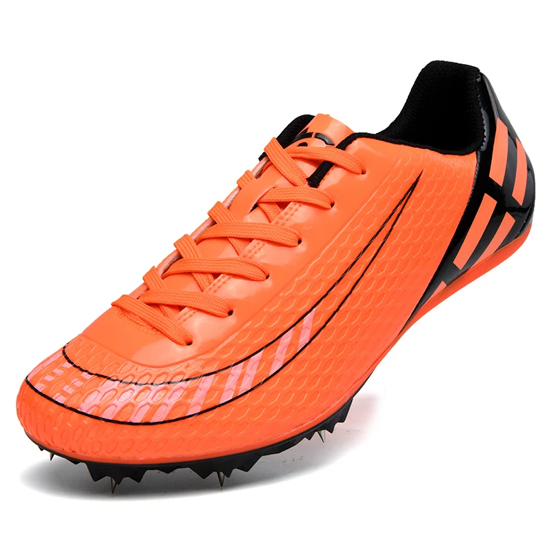 Беговые Спортивные шиповки для мужчин и женщин шиповки беговые кроссовки синие оранжевые спортивные шиповки профессиональные кроссовки для гонок - Цвет: Orange