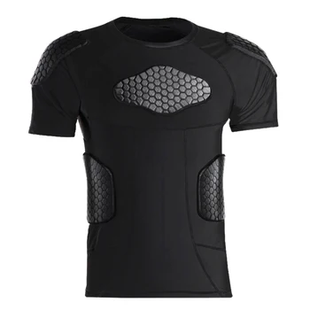 

Men's Football Padded Compression Shirt Short Sleeve Protective T-Shirt for Football Basketball Rugby Parkour Exercise