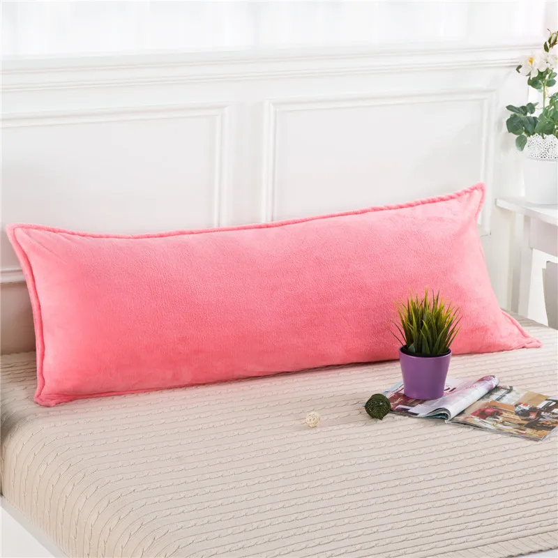 Solid Color Soft And Cozy Flannel Long Pillow Case Warm Double Pillow