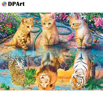

Diamond Painting Full Square/Round Drill Dog Cat Tiger Mirror Reflection 5D Daimond Painting Embroidery Cross Stitch Mosaic A114